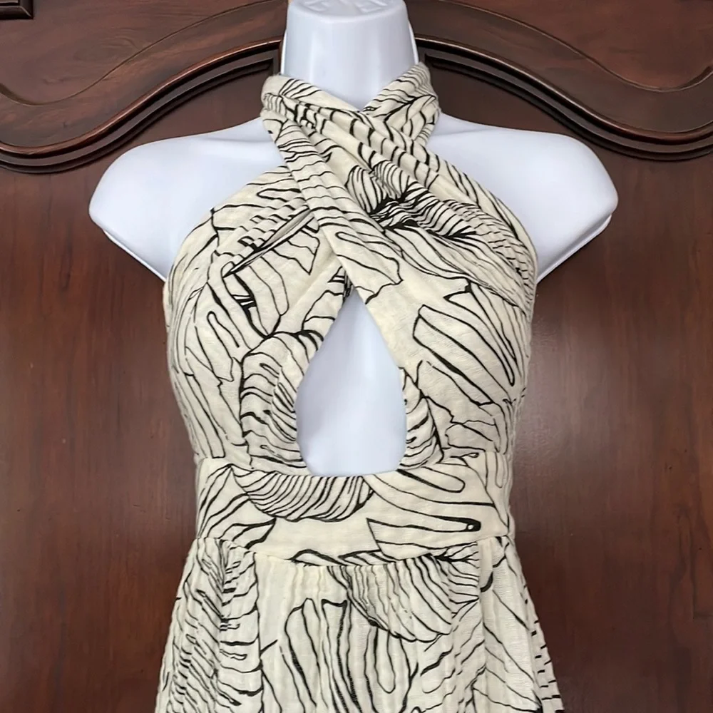 ELAN Criss Cross Maxi Dress Cream & Black Size M - Picture 3 of 11